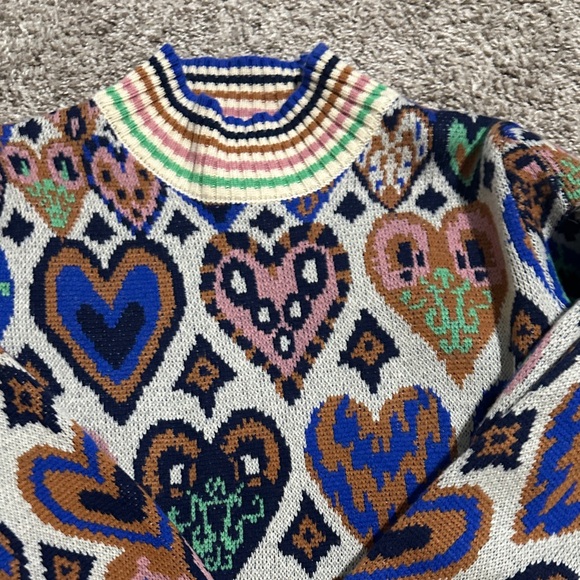 Farm Rio Colorful Heart Pattern Sweater - Picture 3 of 4